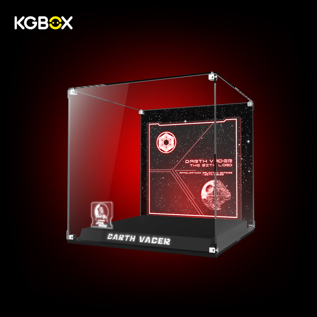 KGBOX Premium Display Case for LEGO 75461 Up-Scaled Darth Vader Minifigure - LED & UV Print