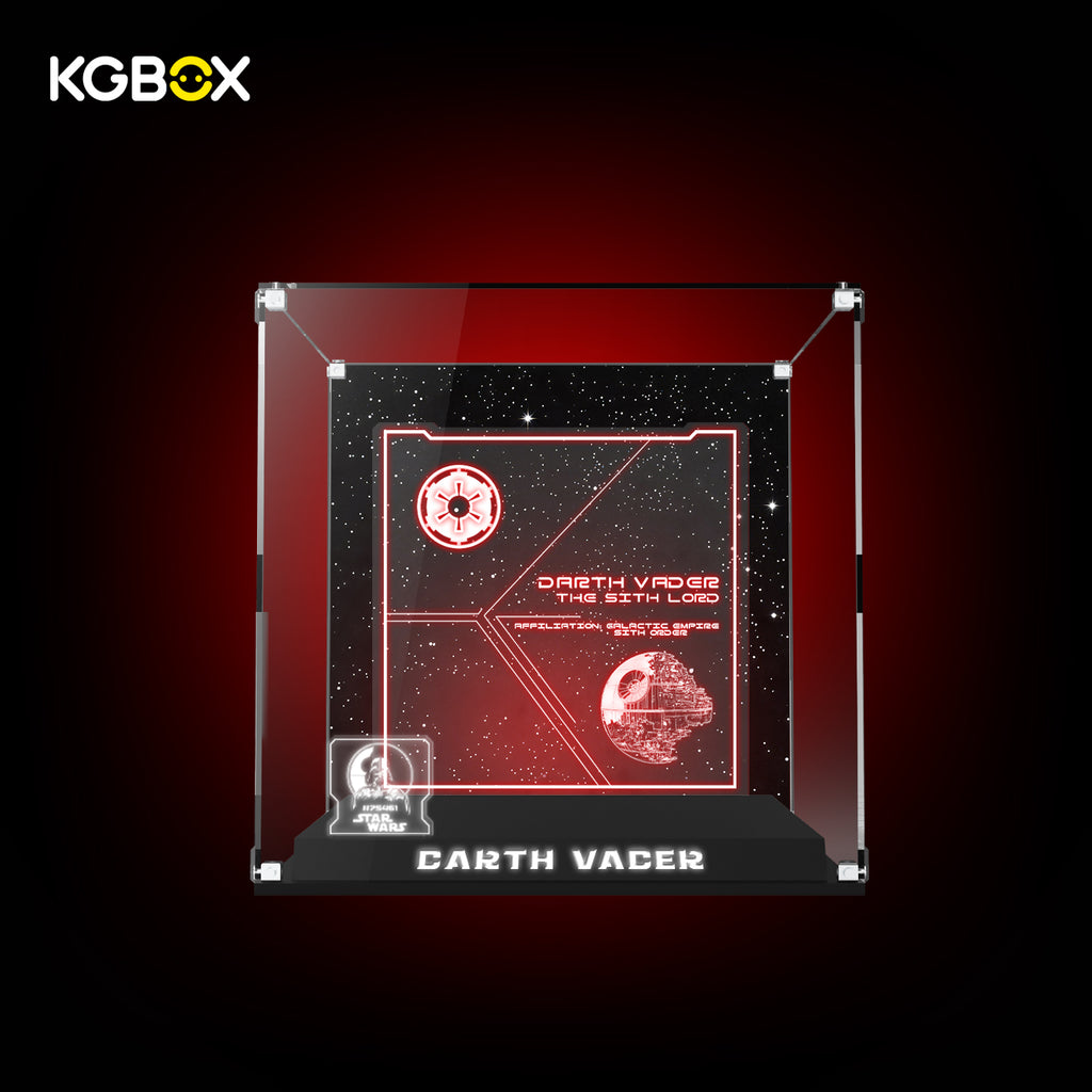 KGBOX Premium Display Case for LEGO 75461 Up-Scaled Darth Vader Minifigure - LED & UV Print