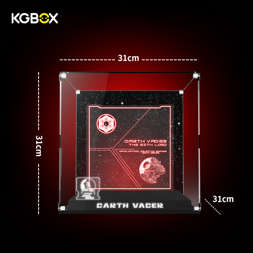 KGBOX Premium Display Case for LEGO 75461 Up-Scaled Darth Vader Minifigure - LED & UV Print