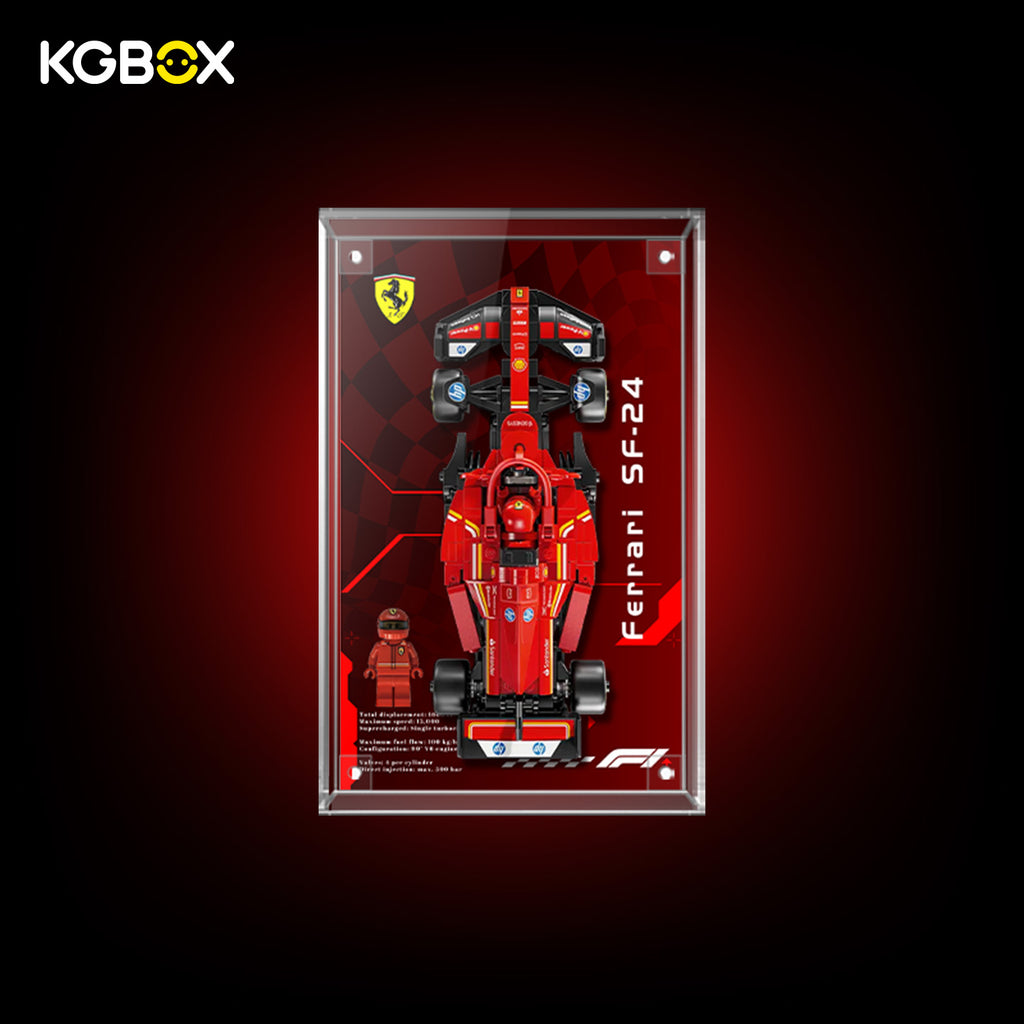 77242 LEGO Ferrari SF 24 F1 Race Car Speed Champions Acrylic Display Case with Printed Background
