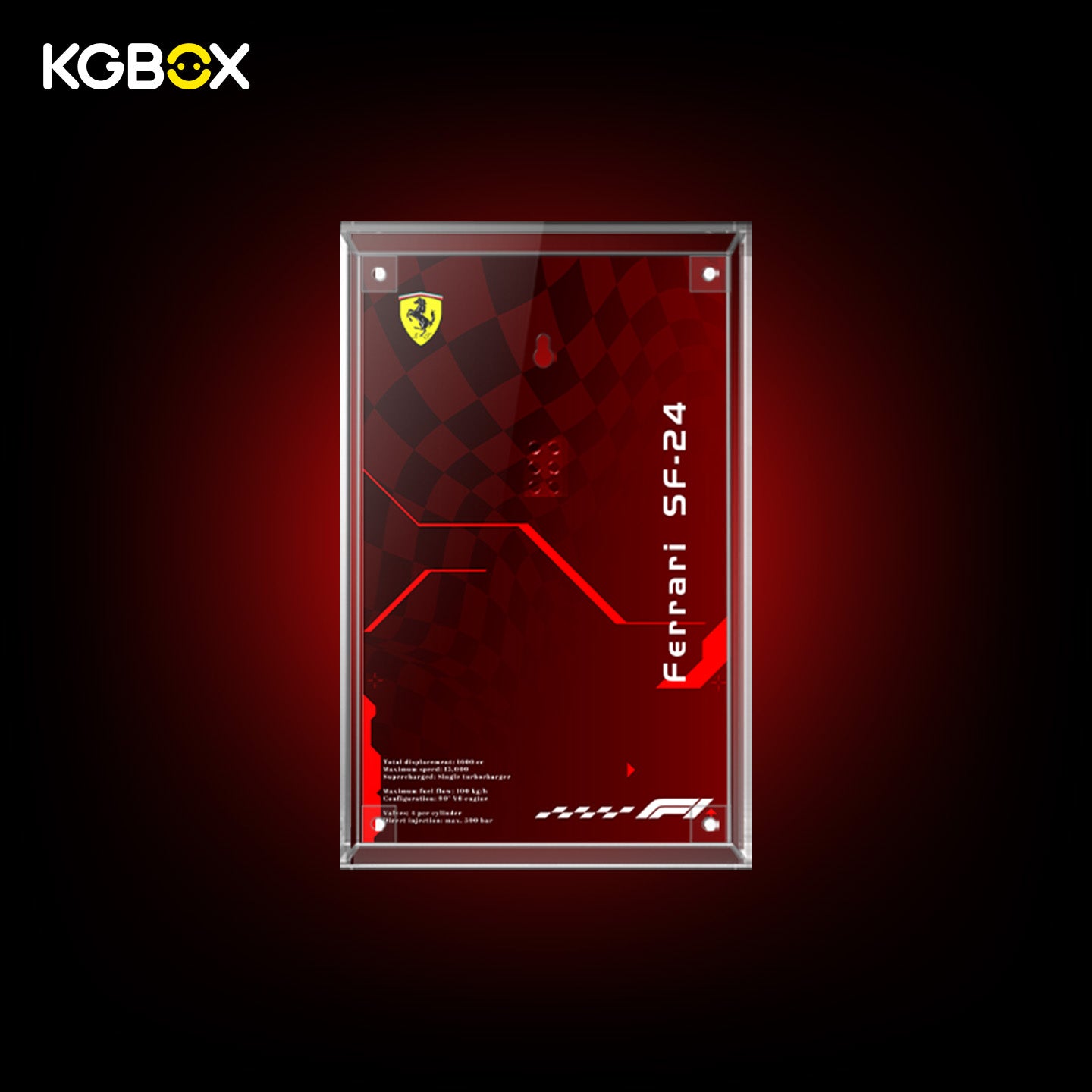 77242 LEGO Ferrari SF 24 F1 Race Car Speed Champions Acrylic Display Case with Printed Background 1