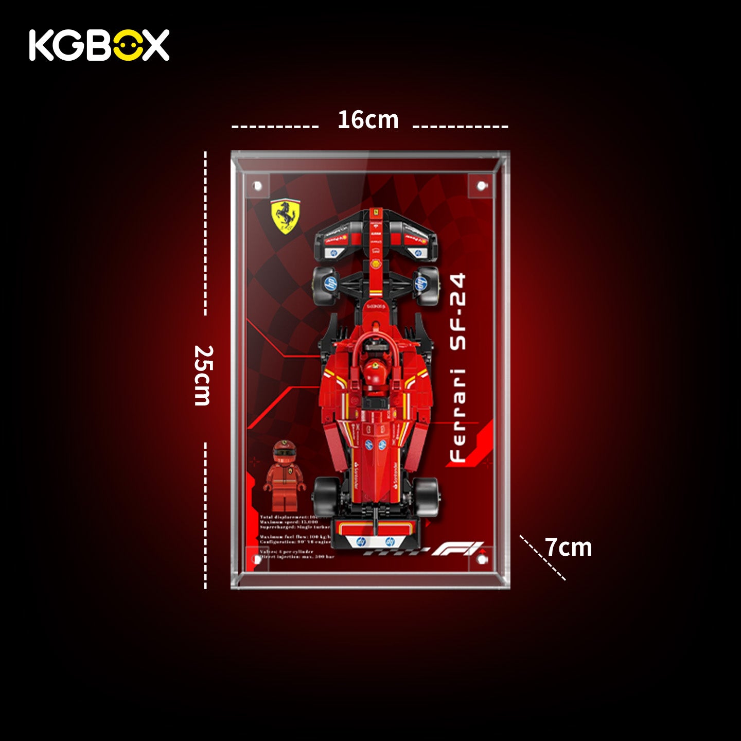 Display Case for LEGO Ferrari SF-24 F1 Race Car (77242) Speed Champions Series