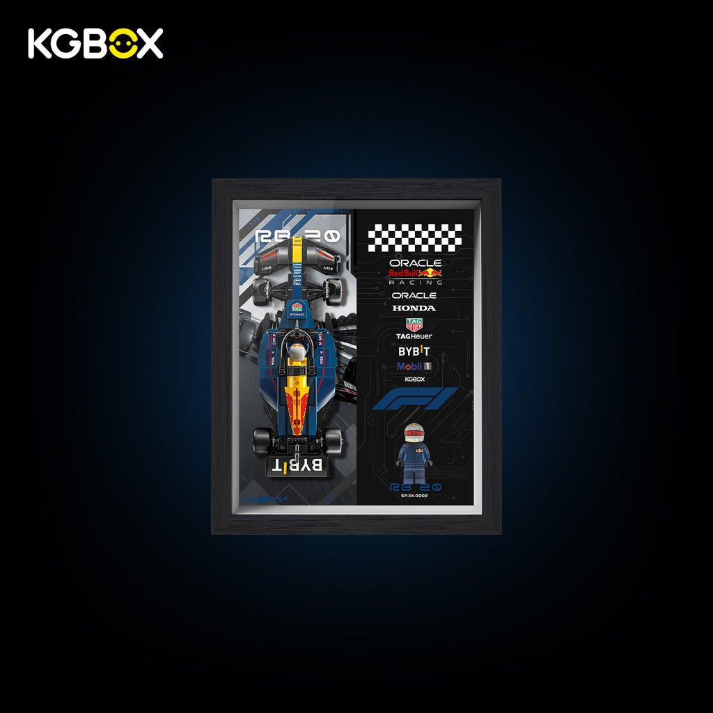 77243 LEGO Oracle Red Bull Racing RB20 F1 Race Car Speed Champions Display Frame with Printed Background