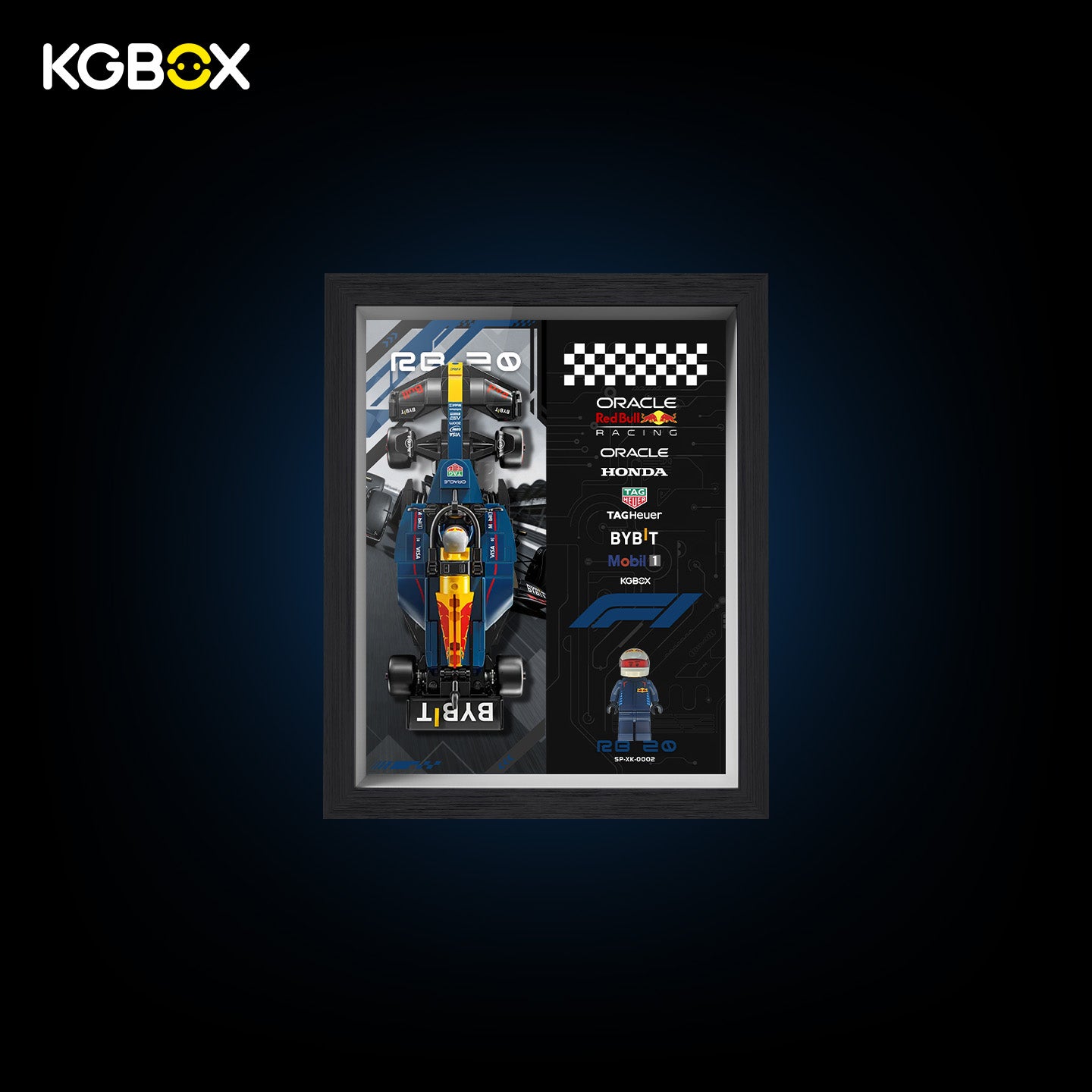 77243 LEGO Oracle Red Bull Racing RB20 F1 Race Car Speed Champions Display Frame with Printed Background