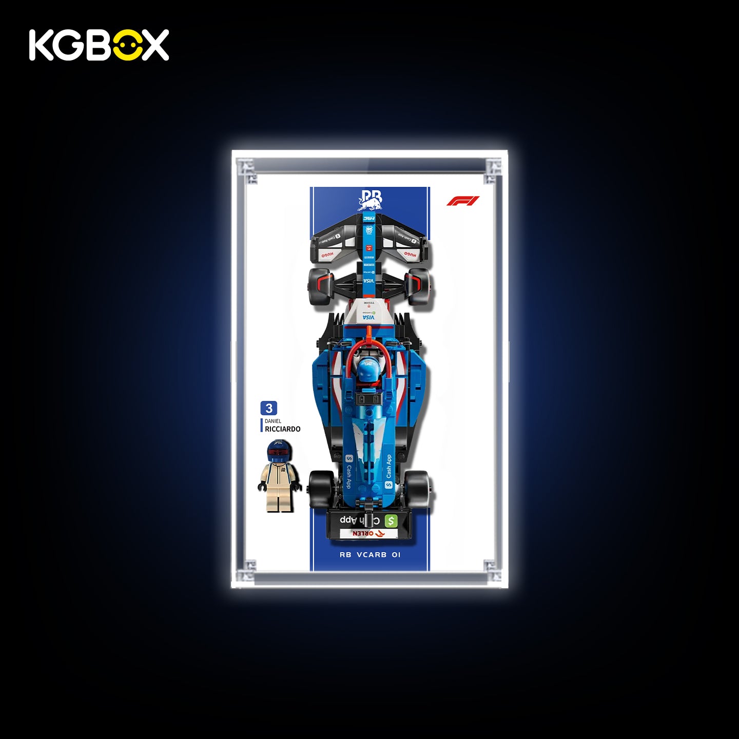 Display Case for LEGO Visa Cash App RB VCARB 01 F1 Race Car (77246) Speed Champions Series