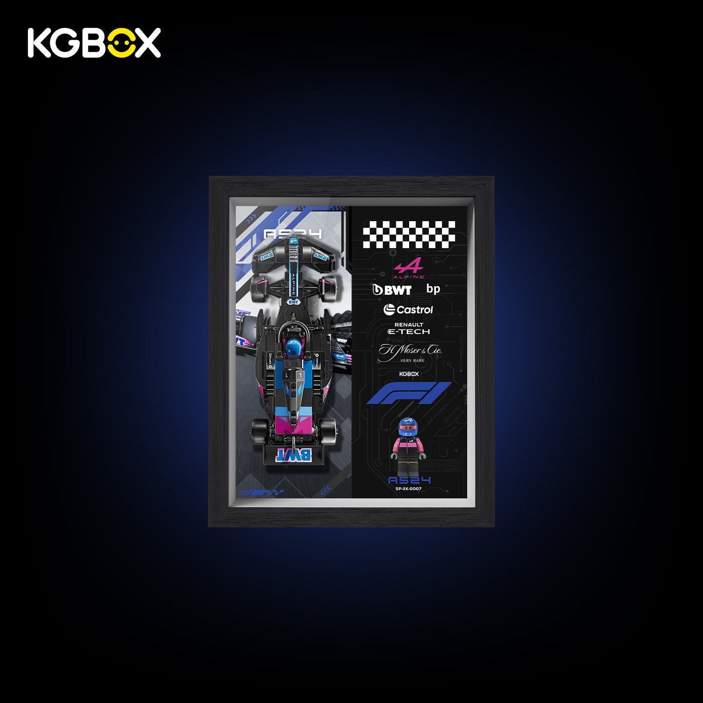77248 LEGO BWT Alpine F1 Team A524 Race Car Speed Champions Display Frame with Printed Background