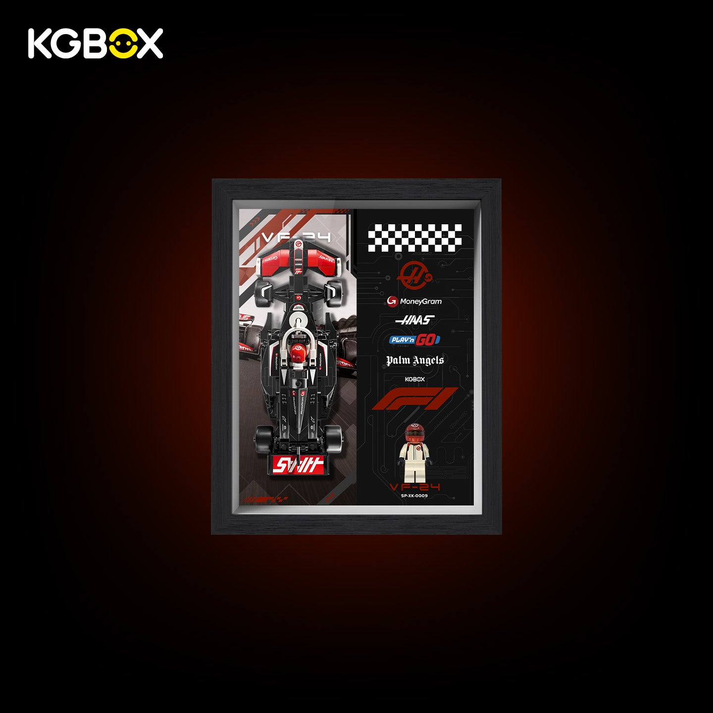 77250 LEGO MoneyGram Haas F1 Team VF 24 Race Car Speed Champions Display Frame with Printed Background