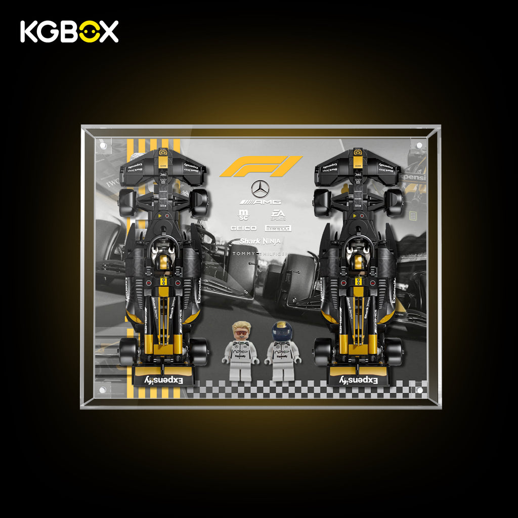 77252 LEGO APXGP Team Race Car from F1 The Movie Speed Champions Acrylic Display Case with Printed Background 1