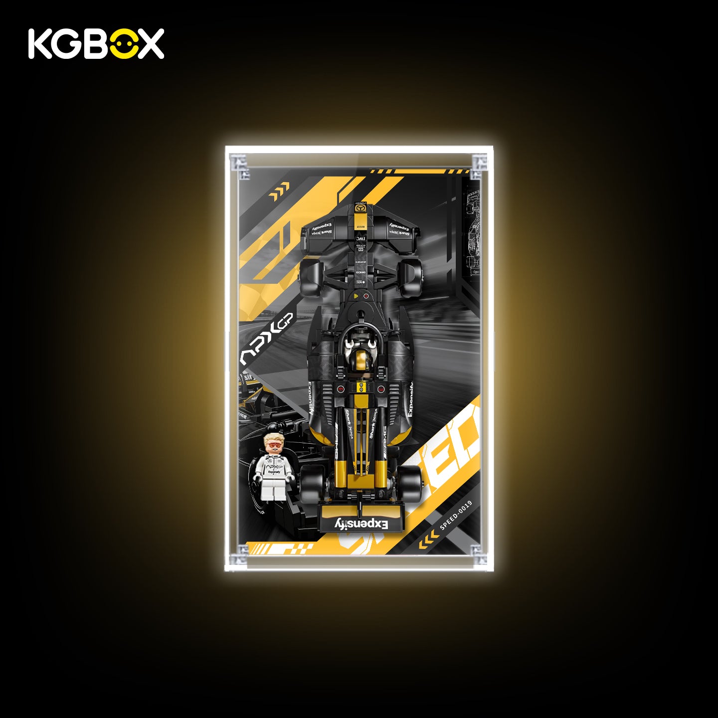 Display Case for LEGO APXGP Team Race Car from F1 The Movie (77252) Speed Champions Series