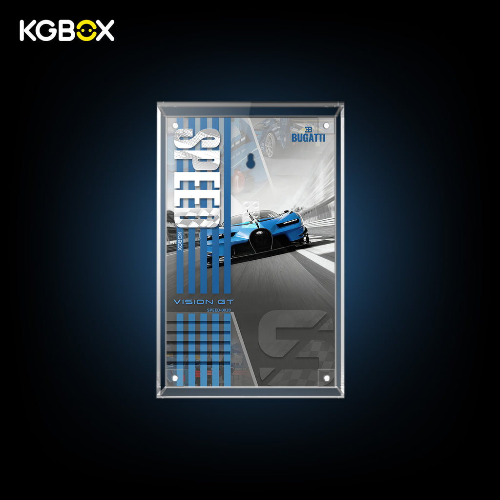 77253 LEGO Bugatti Vision GT Hyper Sports Car Speed Champions Acrylic Display Case with Printed Background 1