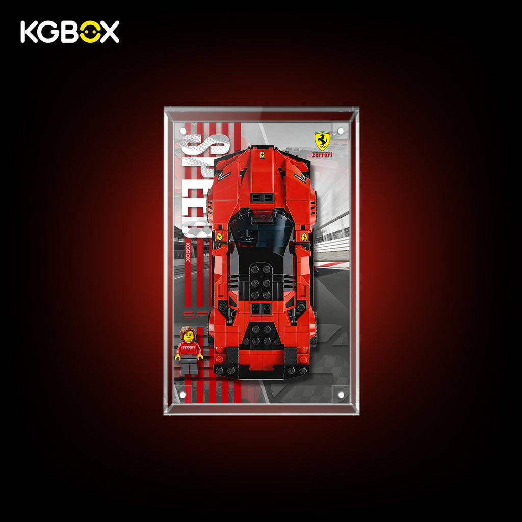 77254 LEGO Ferrari SF90 XX Stradale Sports Car Speed Champions Acrylic Display Case with Printed Background