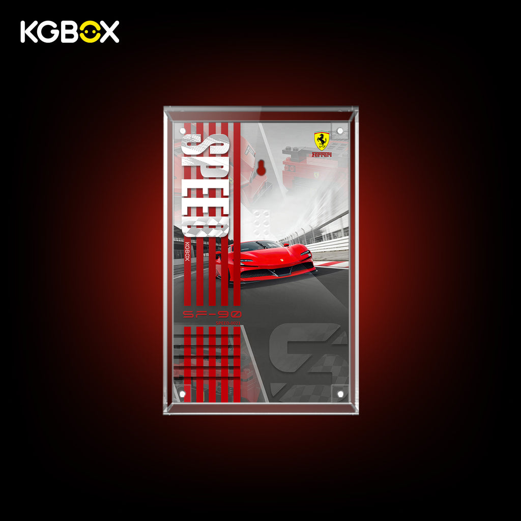 77254 LEGO Ferrari SF90 XX Stradale Sports Car Speed Champions Acrylic Display Case with Printed Background 1