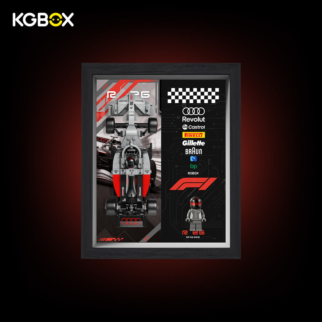 77259 LEGO Audi Revolut F1 Team R26 Race Car Speed Champions Display Frame with Printed Background