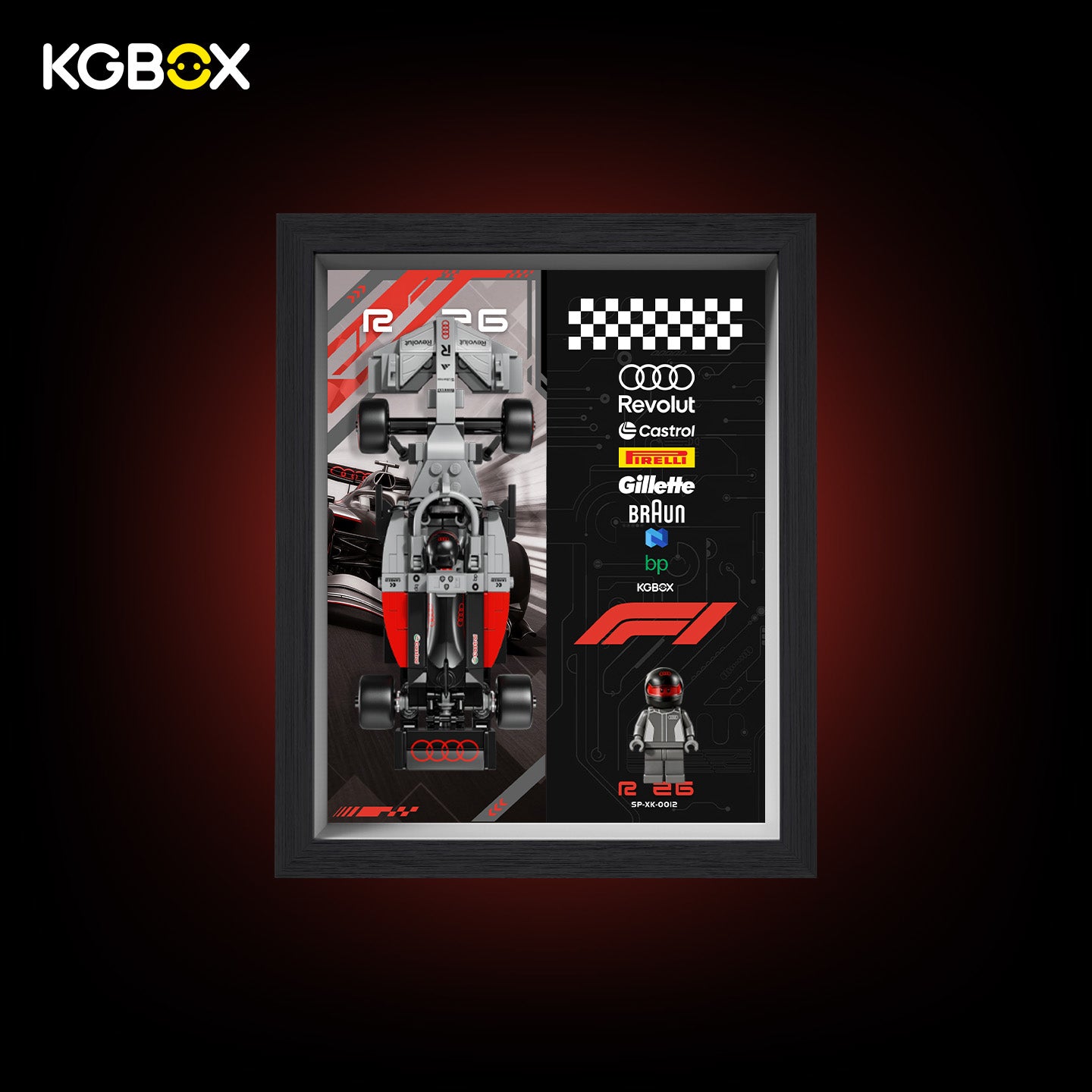 77259 LEGO Audi Revolut F1 Team R26 Race Car Speed Champions Display Frame with Printed Background