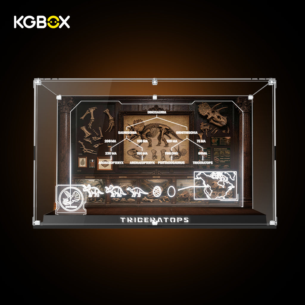 LED Display Case For LEGO 77985 Jurassic World Dinosaur Fossils: Triceratops