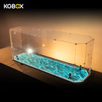 KGBOX gem-shaped acrylic display case for LEGO 10294 Titanic, ocean-particle base with lit spotlights