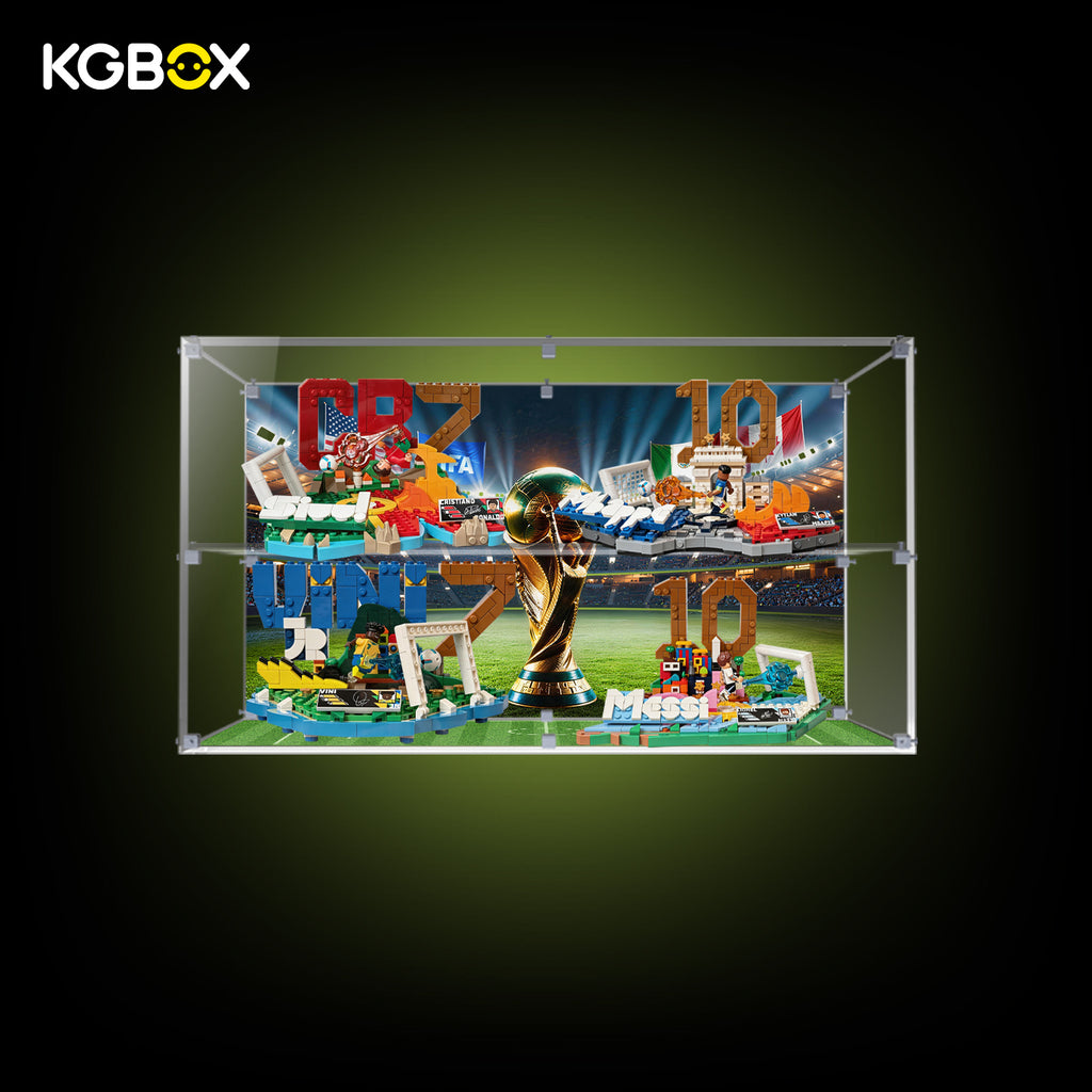 Display Case For LEGO 43011 43012 43013 43027 Soccer Highlights Messi Ronaldo Mbappé Vini Collector 4in1 Edition