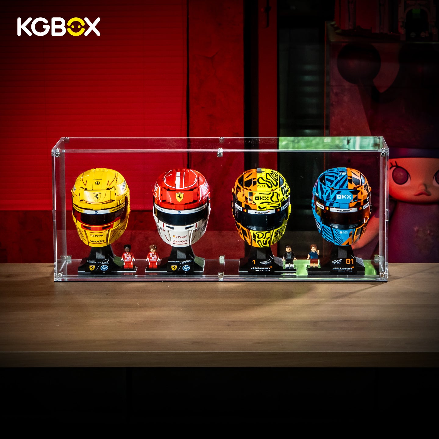 Display Case For Lego F1 43023 Lando Norris 43017 Oscar Piastri 43014 Charles Leclerc 43022 Lewis Hamilton 4In1 Helmet