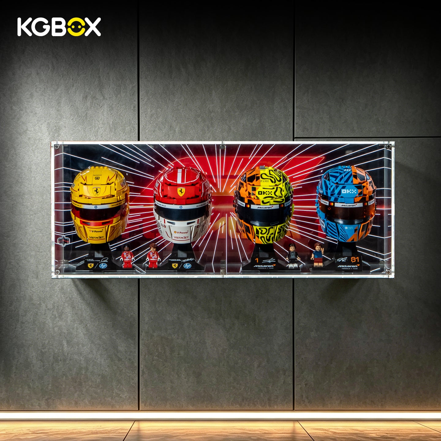 Display Case For Lego F1 43023 Lando Norris 43017 Oscar Piastri 43014 Charles Leclerc 43022 Lewis Hamilton 4In1 Helmet
