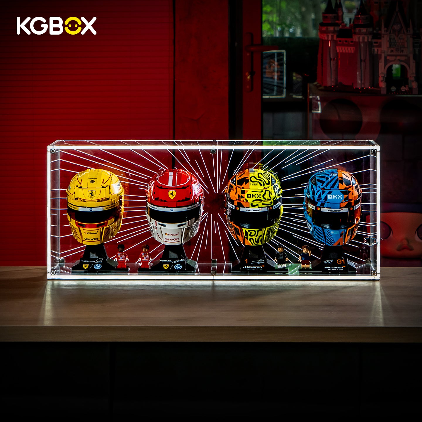 Display Case For Lego F1 43023 Lando Norris 43017 Oscar Piastri 43014 Charles Leclerc 43022 Lewis Hamilton 4In1 Helmet