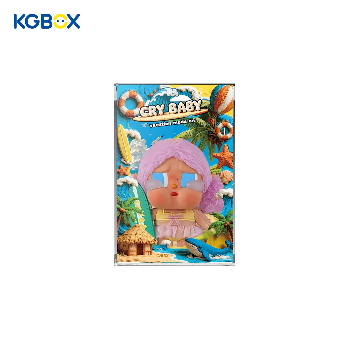 POP MART Crybaby Vacation Mode On Series Vinyl Plush Pendant Display Case with LED Lights 8