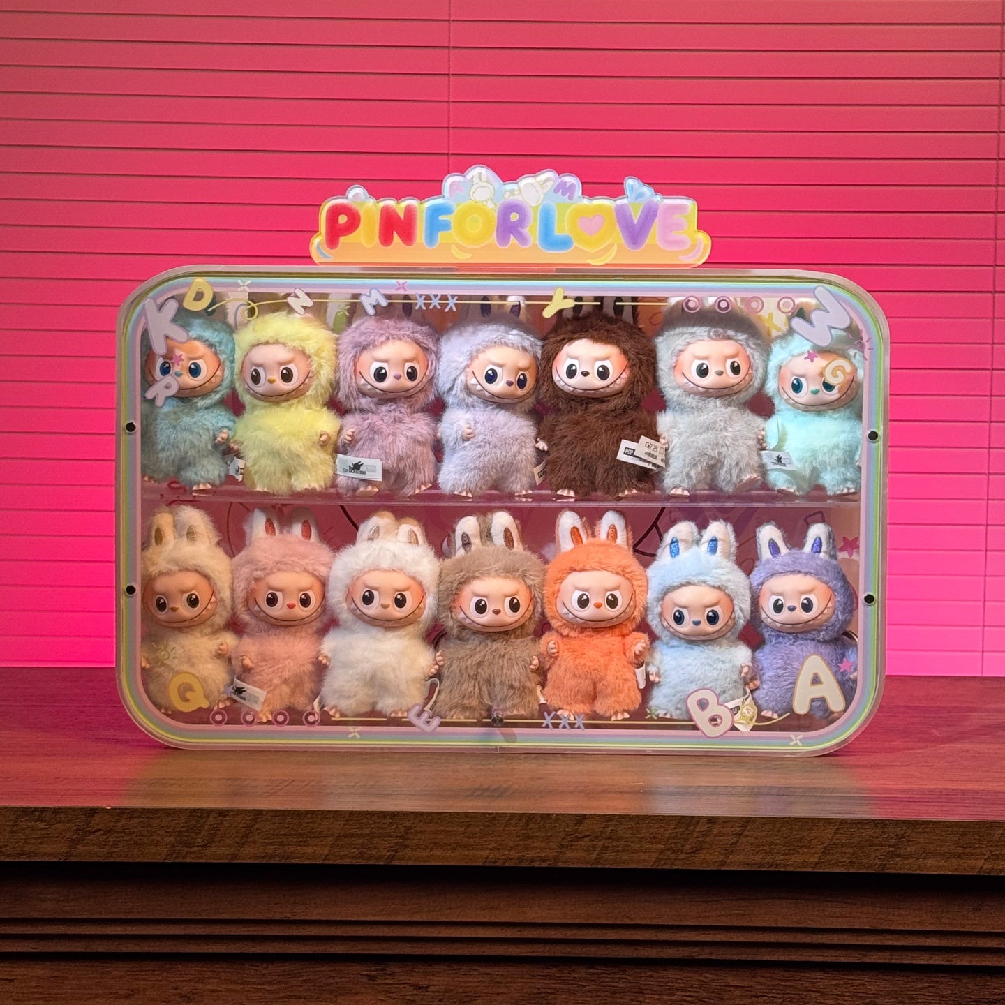 POP MART Laububu The Monsters Pin for Love Series Vinyl Plush Pendant Display Case 7
