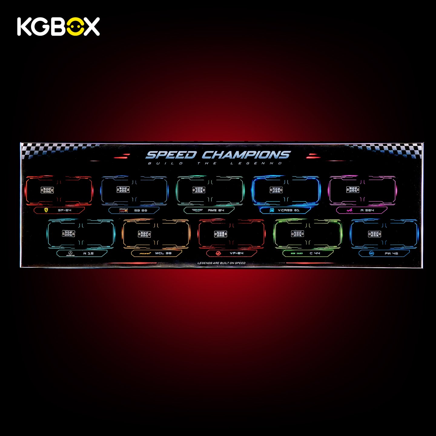 KGBOX Frame For LEGO Speed Champions F1 10 Cars - LED & UV Print