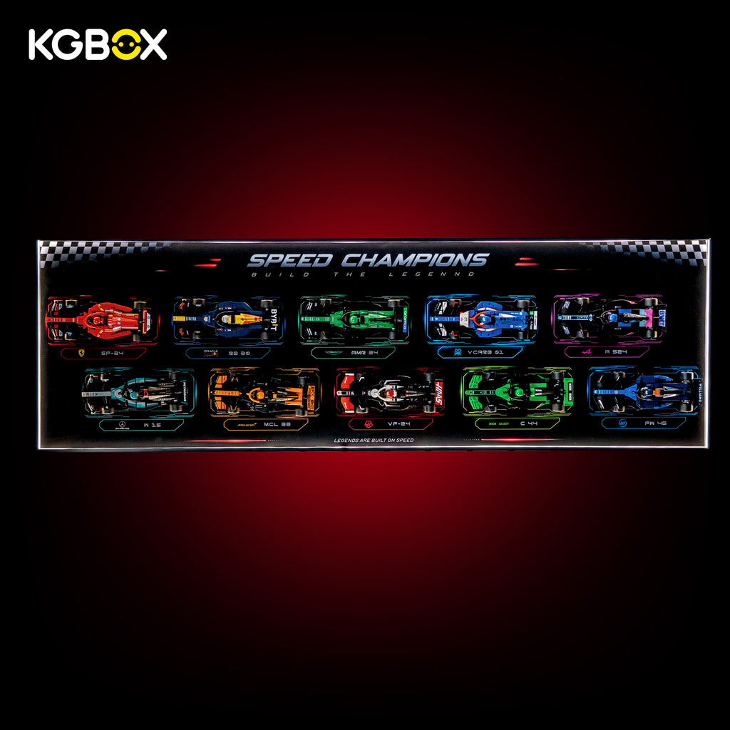 KGBOX Frame For LEGO Speed Champions F1 10 Cars - LED & UV Print