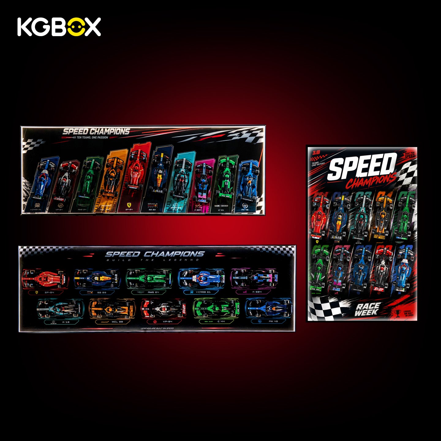 KGBOX Frame For LEGO Speed Champions F1 10 Cars - LED & UV Print