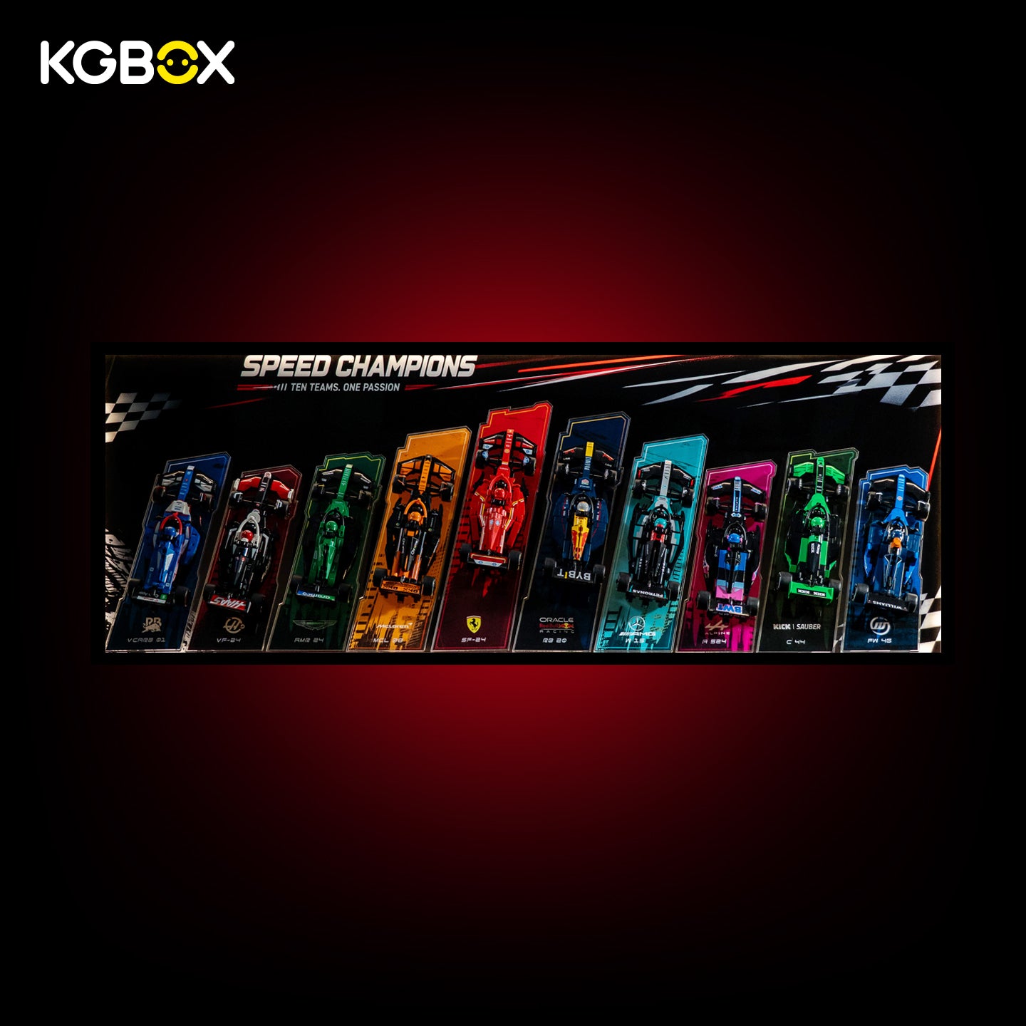 KGBOX Frame For LEGO Speed Champions F1 10 Cars - LED & UV Print