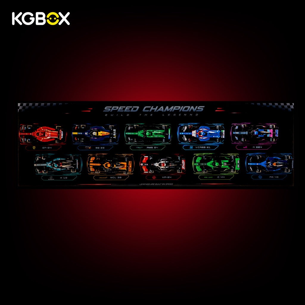 KGBOX Frame For LEGO Speed Champions F1 10 Cars - LED & UV Print