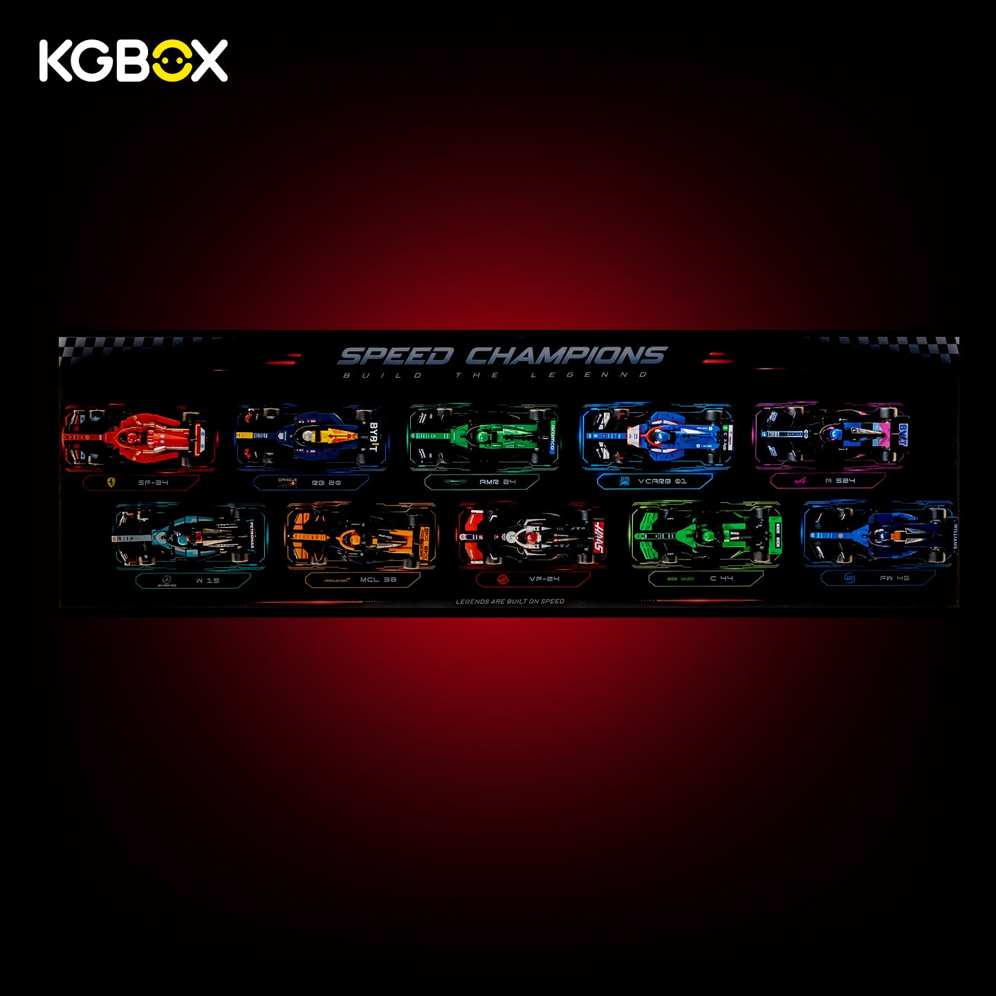 KGBOX Frame For LEGO Speed Champions F1 10 Cars - LED & UV Print