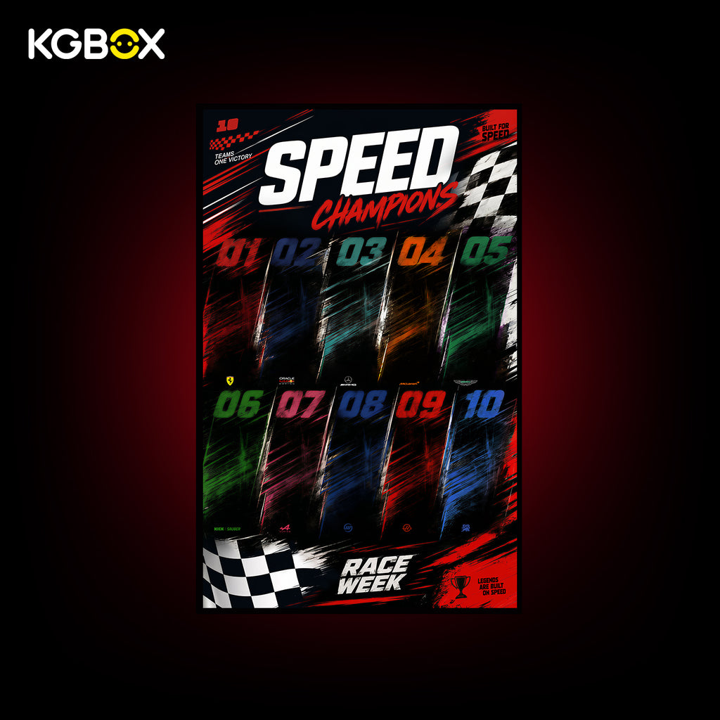 KGBOX Frame For LEGO Speed Champions F1 10 Cars - LED & UV Print