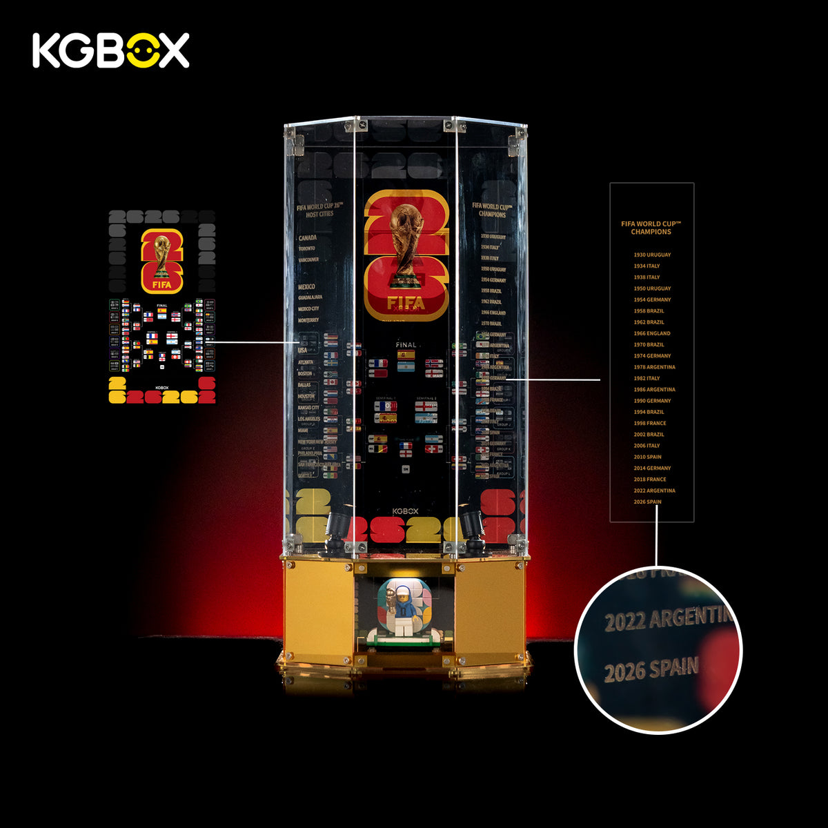 2026 LEGO FIFA World Cup Official Trophy - LED & UV Printing LEGO 43020 | KGBOX Premium Display Case