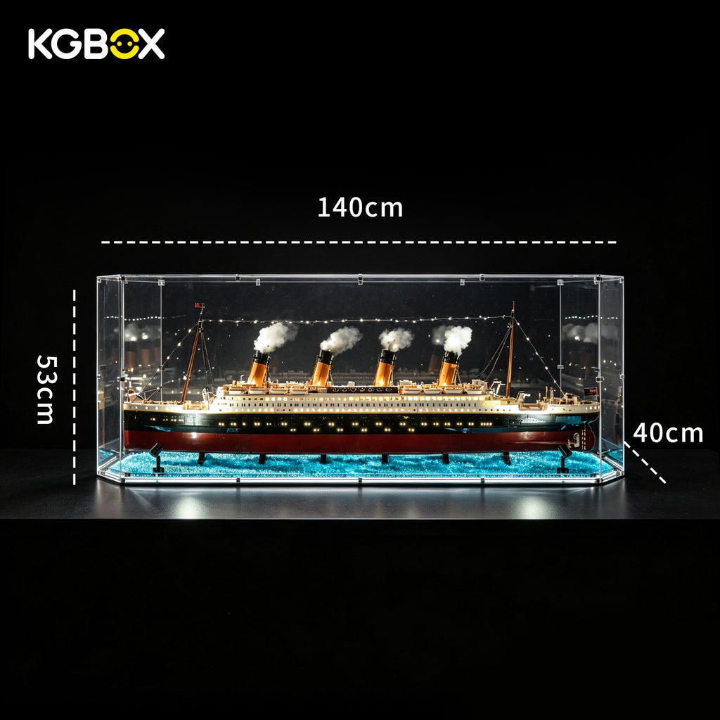 LEGO 10294 Titanic display case with build dimensions 140 x 53 x 40 cm