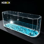 KGBOX gem-shaped acrylic display case for LEGO 10294 Titanic, ocean-particle base with lit spotlights