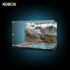 LEGO 21338 A-Frame Cabin display case without build, mountain backdrop and rocky scene base – KGBOX