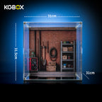 KGBOX standard acrylic display case dimensions 31 x 31.5 x 31 cm for LEGO 21371 Wallace and Gromit
