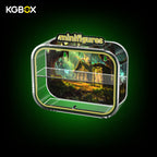 KGBOX rounded acrylic display case for LEGO 71053 Shrek minifigures without build - side view
