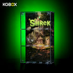 KGBOX standard square acrylic display case for LEGO 71053 Shrek minifigures without build - side view