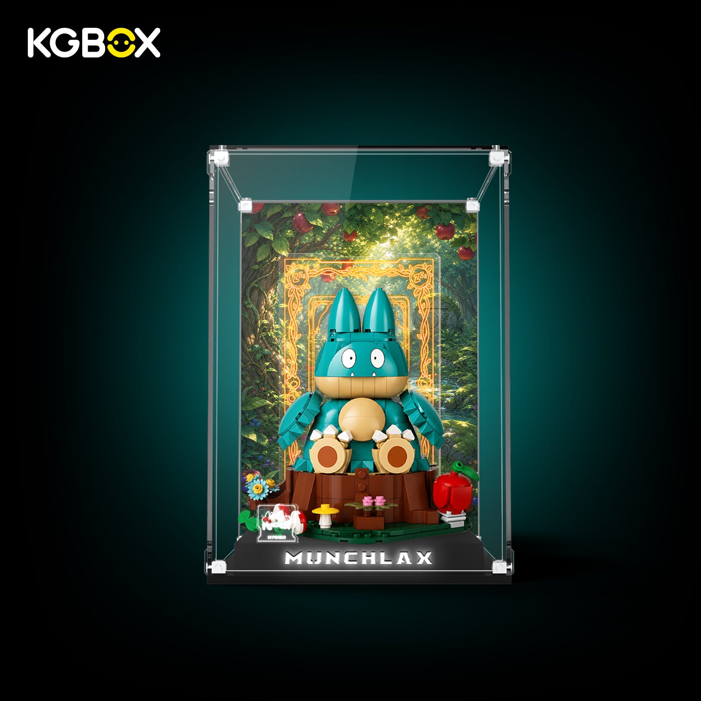 KGBOX collector display case for LEGO 72150 Munchlax with build and light-up base