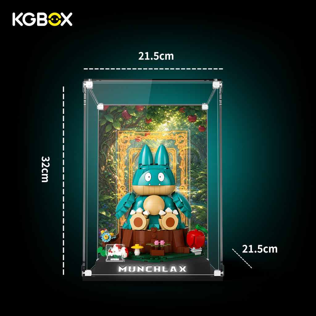 LEGO 72150 Munchlax collector display case dimensions 21.5 x 21.5 x 32 cm