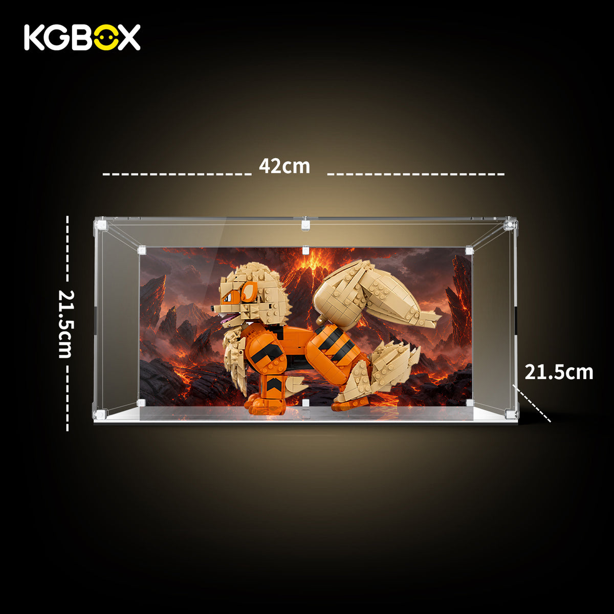 LEGO 72160 Arcanine standard display case dimensions 42 x 21.5 x 21.5 cm