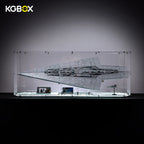 LEGO 75457 Executor Super Star Destroyer in KGBOX gem-shaped LED-lit acrylic display case, front view – KGBOX