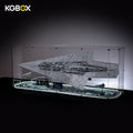 LEGO 75457 Executor Super Star Destroyer in KGBOX LED-lit display case, side view showing lit base – KGBOX