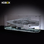 LEGO 75457 Executor Super Star Destroyer in KGBOX LED-lit display case, side view showing lit base – KGBOX