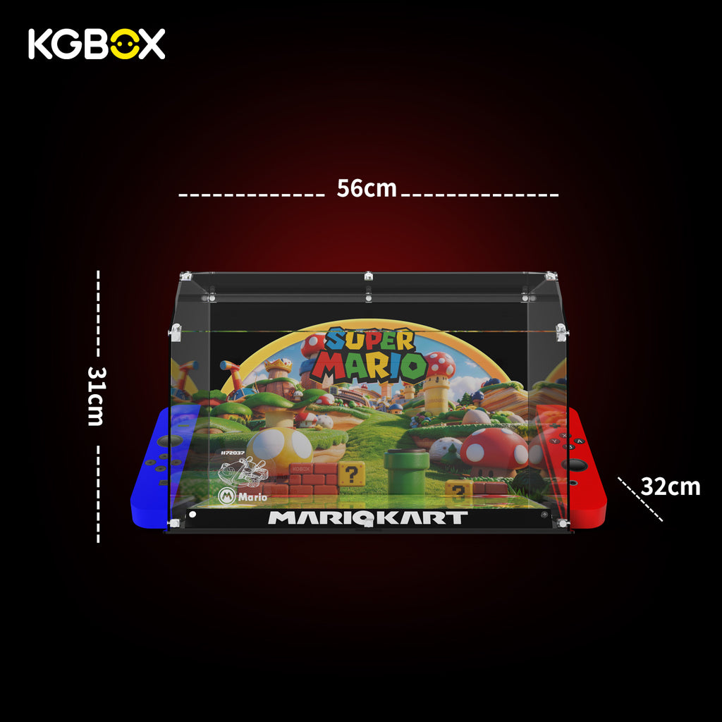 KGBOX display case for LEGO 72037 Mario Kart Mario & Standard Kart - dimension diagram 56 x 32 x 31 cm (22.05 x 12.60 x 12.20 in)