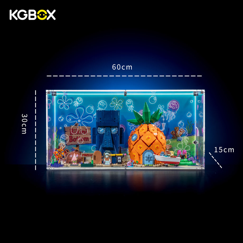 LEGO 11386 SpongeBob SquarePants: Bikini Bottom display case, angled view – KGBOX