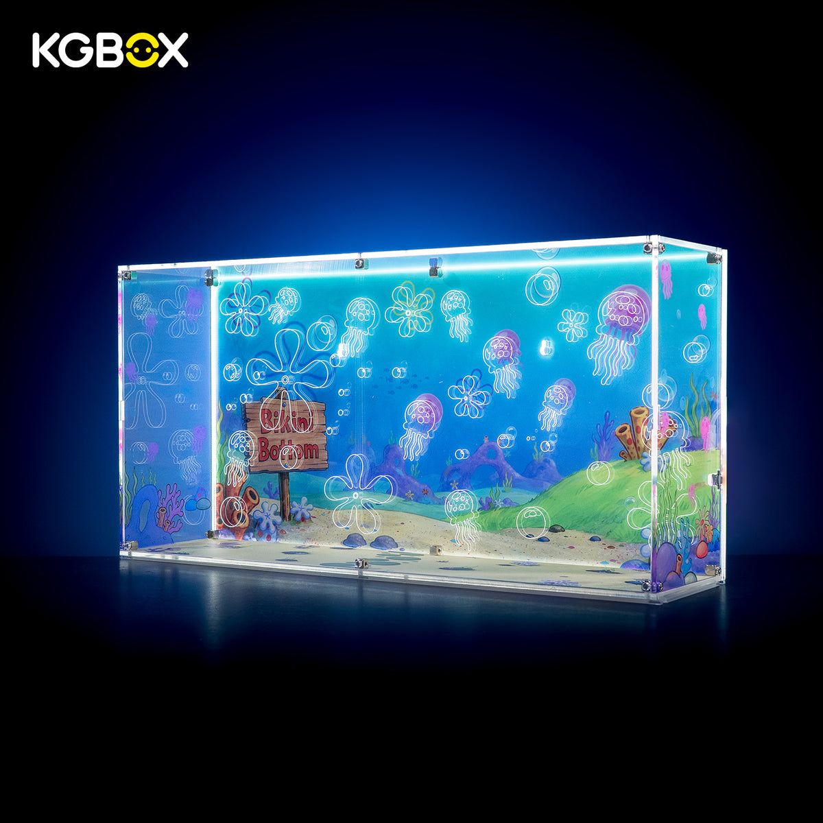 KGBOX Thickened 5mm display case for LEGO 11386 SpongeBob SquarePants: Bikini Bottom – empty case, custom UV-printed panels