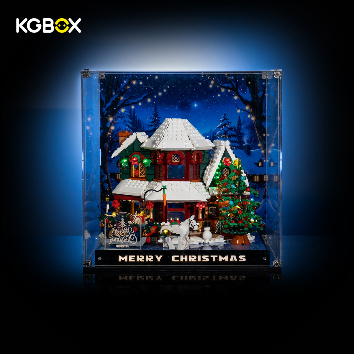 LEGO 11387 Holiday House in KGBOX collector display case, front view – KGBOX